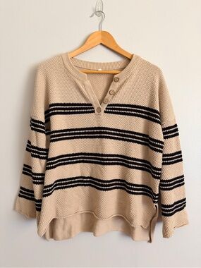 Henley Knit Sweater - Women